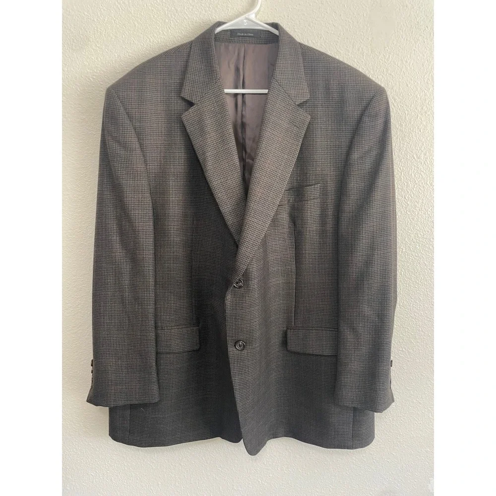 Lauren Ralph Lauren Blazer Mens 46R‎ Brown Houndstooth Sport Coat Good Condition